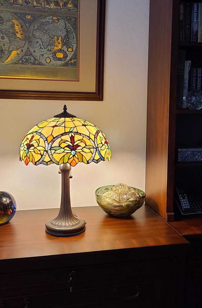 23" Dark Brown Metal Two Light Candlestick Table Lamp With White Shade — view 4