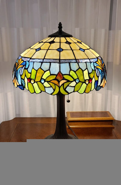 23" Dark Brown Metal Two Light Candlestick Table Lamp With Green Shade HomeRoots