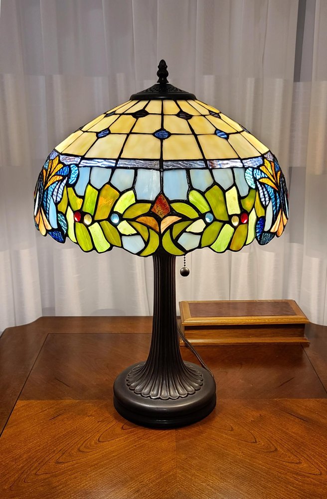 23" Dark Brown Metal Two Light Candlestick Table Lamp With Green Shade HomeRoots