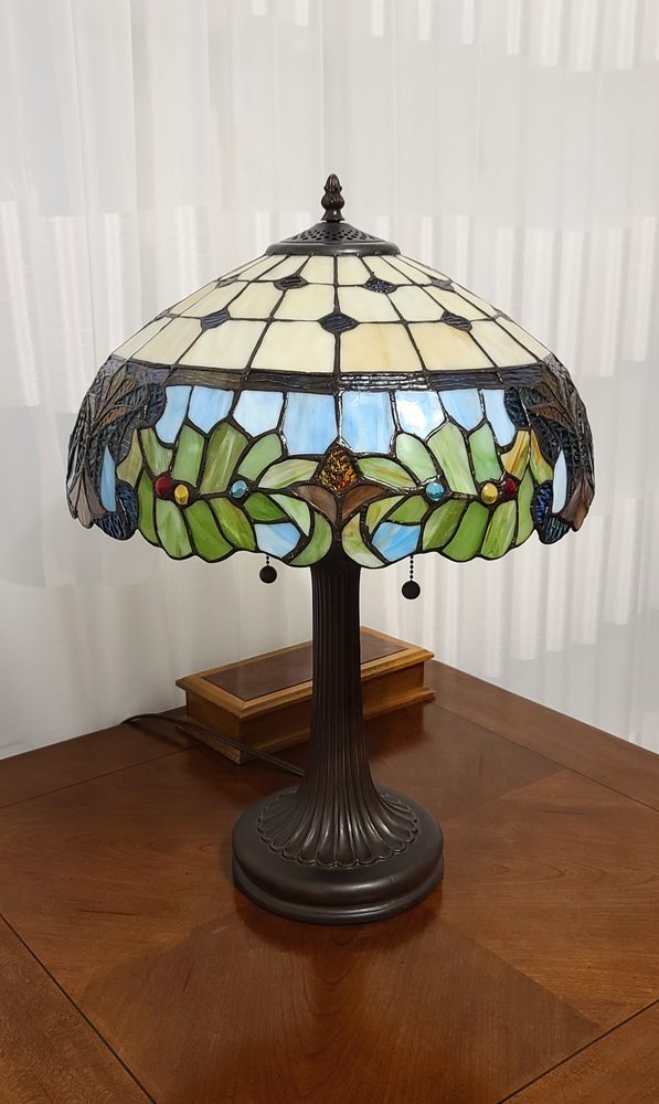23" Dark Brown Metal Two Light Candlestick Table Lamp With Green Shade HomeRoots