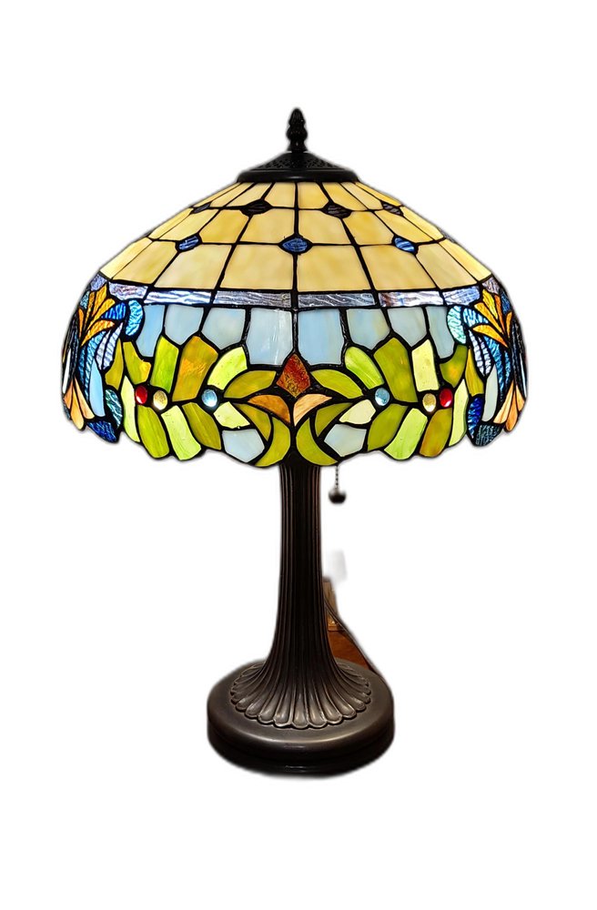 23" Dark Brown Metal Two Light Candlestick Table Lamp With Green Shade — view 8