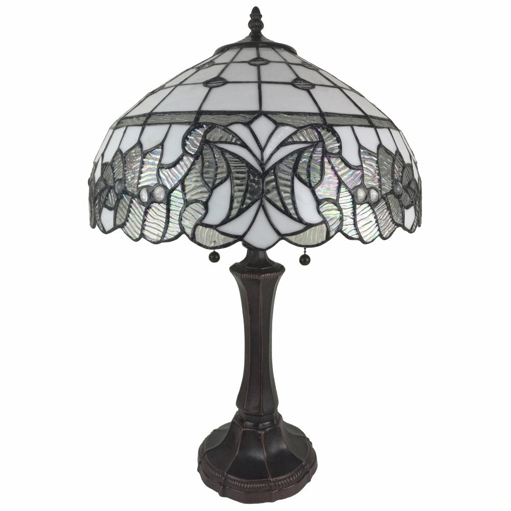 23" Dark Brown Metal Two Light Candlestick Table Lamp With White Shade HomeRoots