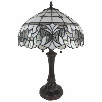 23" Dark Brown Metal Two Light Candlestick Table Lamp With White Shade HomeRoots