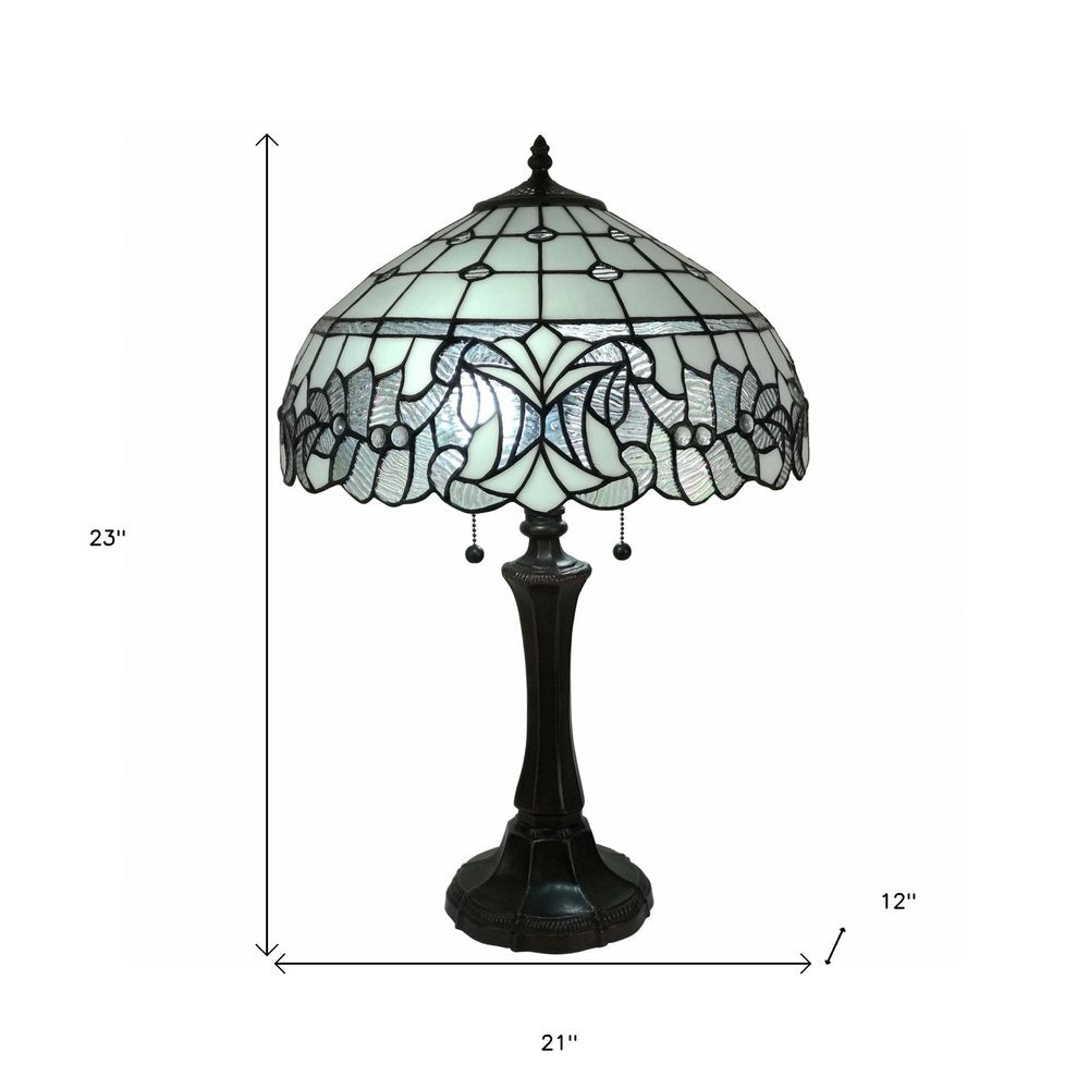 23" Dark Brown Metal Two Light Candlestick Table Lamp With White Shade HomeRoots