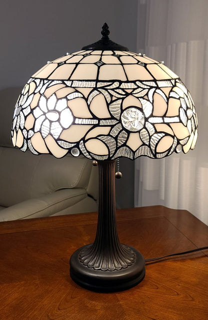 23" Dark Brown Metal Two Light Candlestick Table Lamp With White Shade HomeRoots