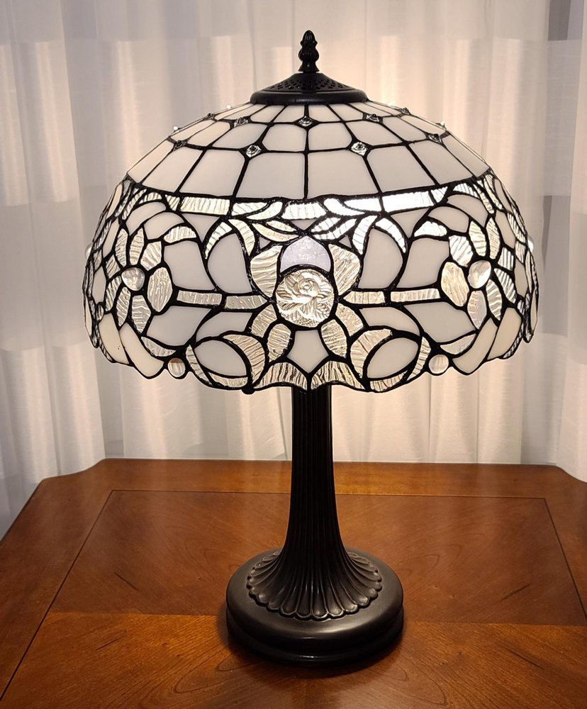 23" Dark Brown Metal Two Light Candlestick Table Lamp With White Shade — view 3