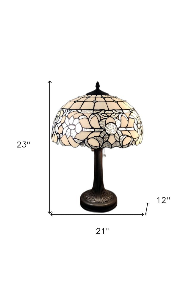23" Dark Brown Metal Two Light Candlestick Table Lamp With White Shade — view 7