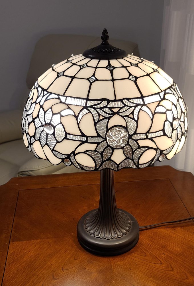 23" Dark Brown Metal Two Light Candlestick Table Lamp With White Shade — view 5