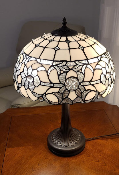 23" Dark Brown Metal Two Light Candlestick Table Lamp With White Shade HomeRoots