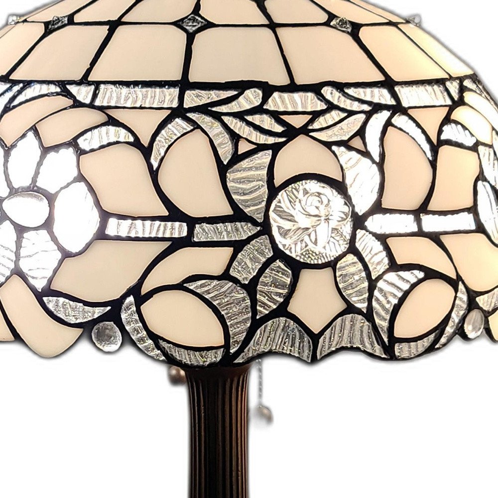 23" Dark Brown Metal Two Light Candlestick Table Lamp With White Shade — view 8