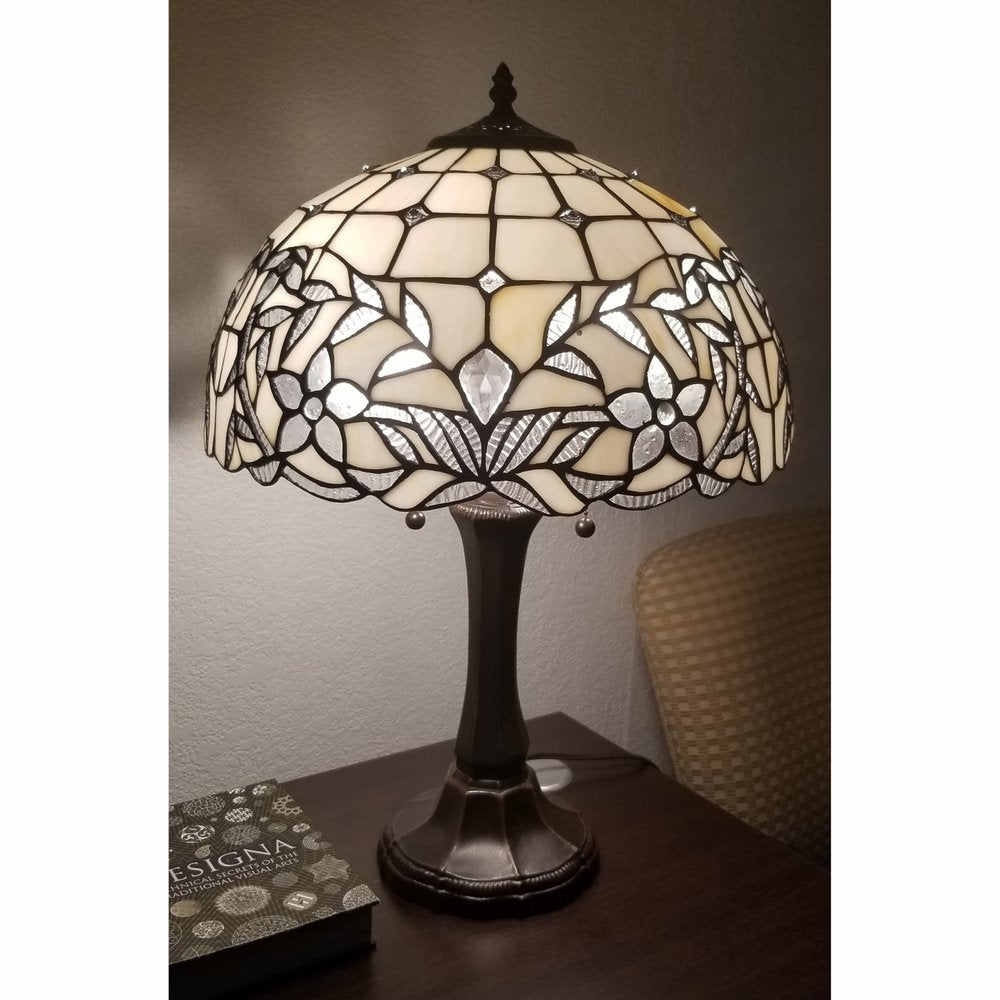 23" Dark Brown Metal Two Light Candlestick Table Lamp With White Shade HomeRoots