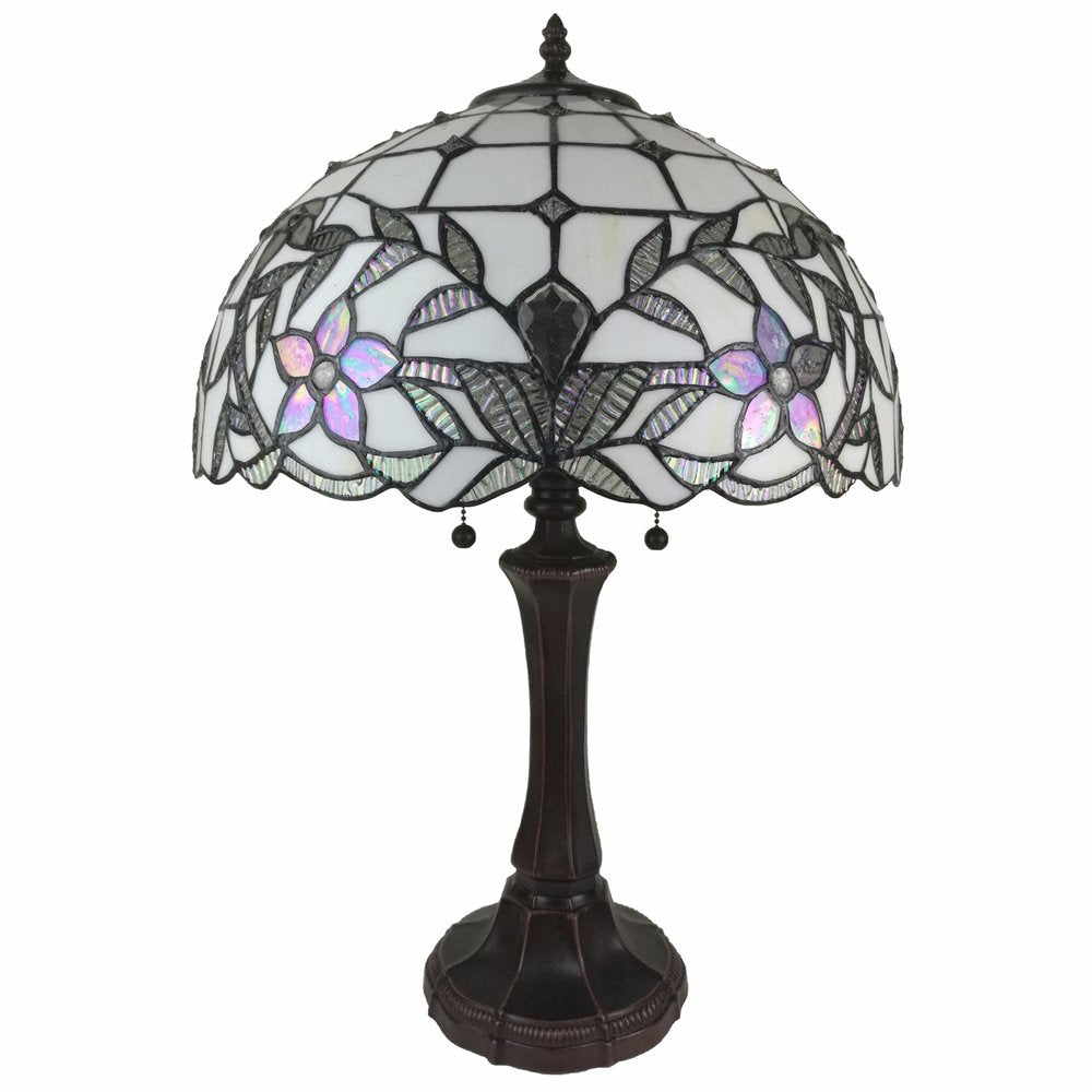 23" Dark Brown Metal Two Light Candlestick Table Lamp With White Shade HomeRoots
