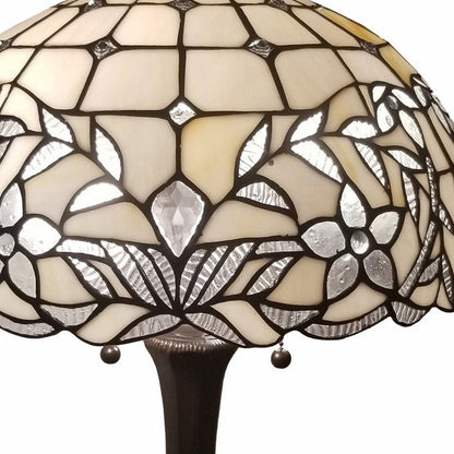23" Dark Brown Metal Two Light Candlestick Table Lamp With White Shade HomeRoots
