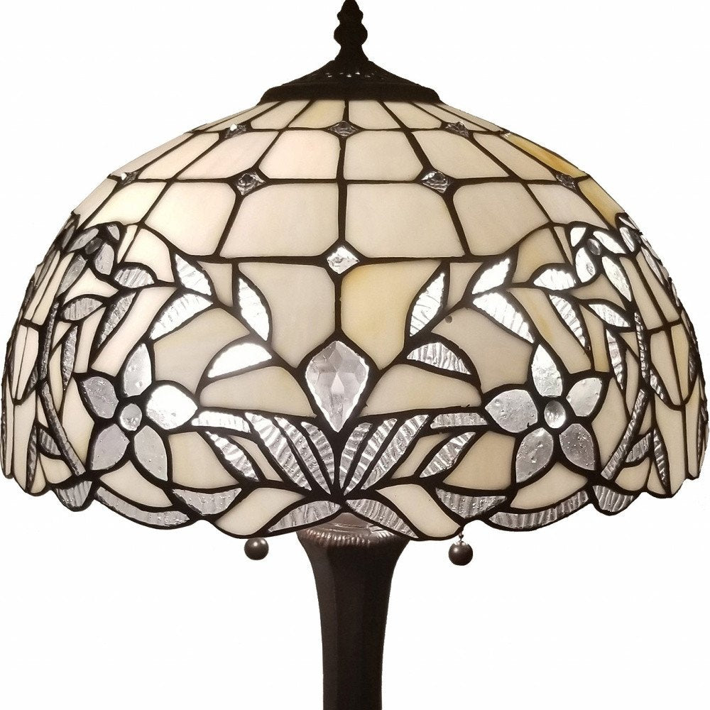 23" Dark Brown Metal Two Light Candlestick Table Lamp With White Shade HomeRoots