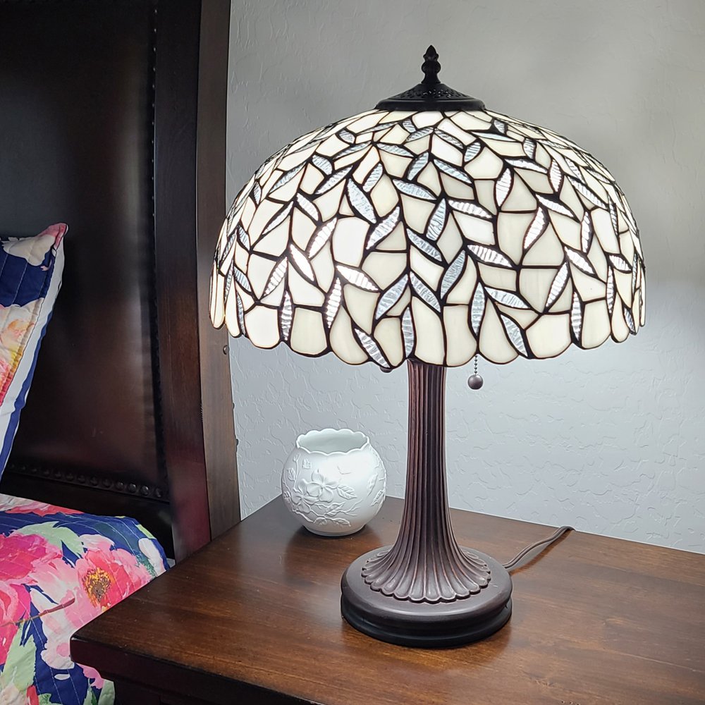 23" Dark Brown Metal Two Light Candlestick Table Lamp With White Shade — view 3