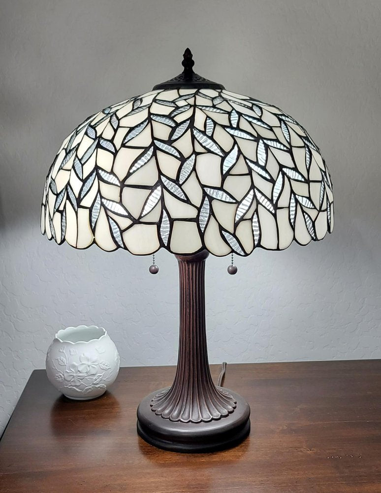 23" Dark Brown Metal Two Light Candlestick Table Lamp With White Shade — view 6
