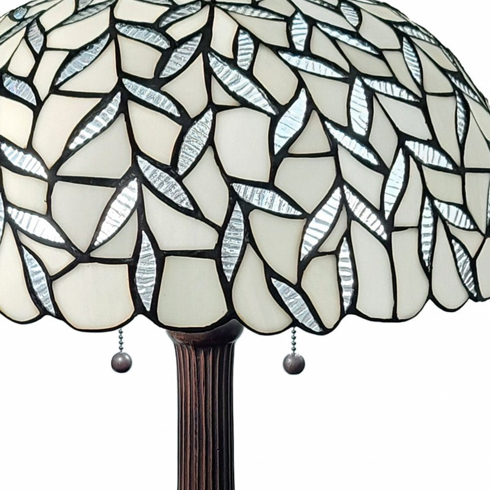 23" Dark Brown Metal Two Light Candlestick Table Lamp With White Shade HomeRoots