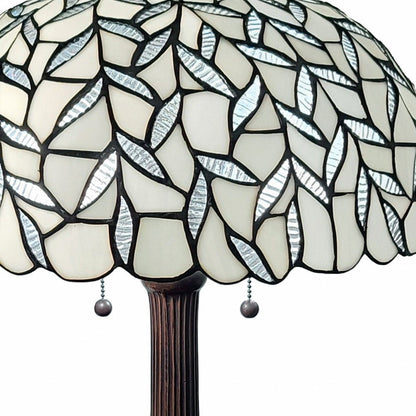 23" Dark Brown Metal Two Light Candlestick Table Lamp With White Shade HomeRoots