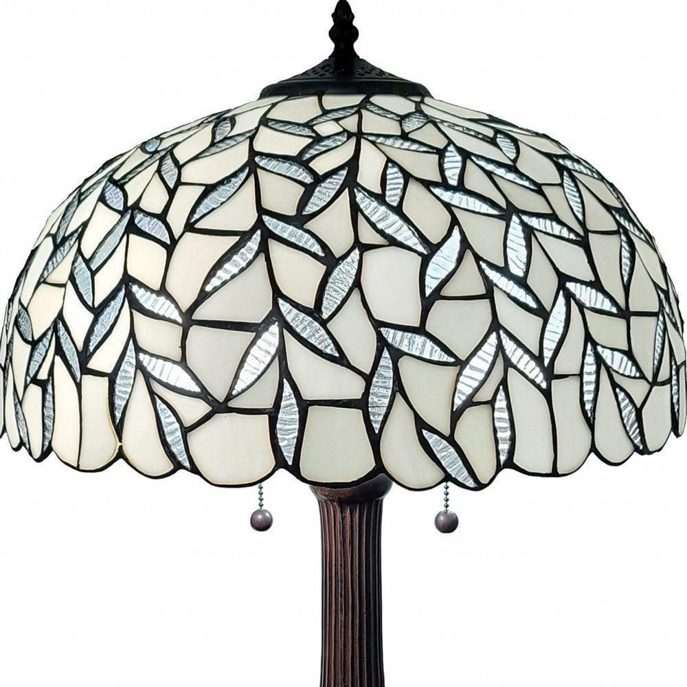 23" Dark Brown Metal Two Light Candlestick Table Lamp With White Shade — view 9