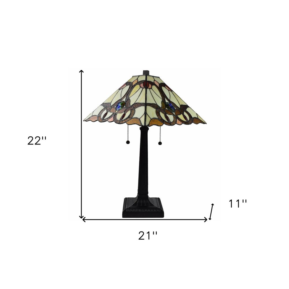 22" Dark Brown Metal Two Light Candlestick Table Lamp With Beige Empire Shade HomeRoots