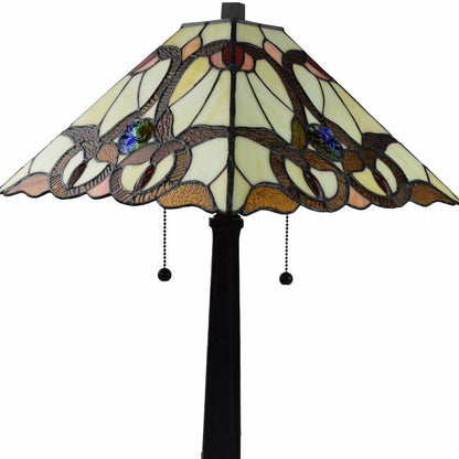 22" Dark Brown Metal Two Light Candlestick Table Lamp With Beige Empire Shade HomeRoots