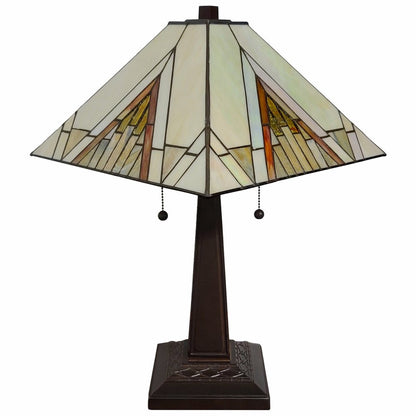 22" Dark Brown Metal Two Light Candlestick Table Lamp With Beige Shade HomeRoots