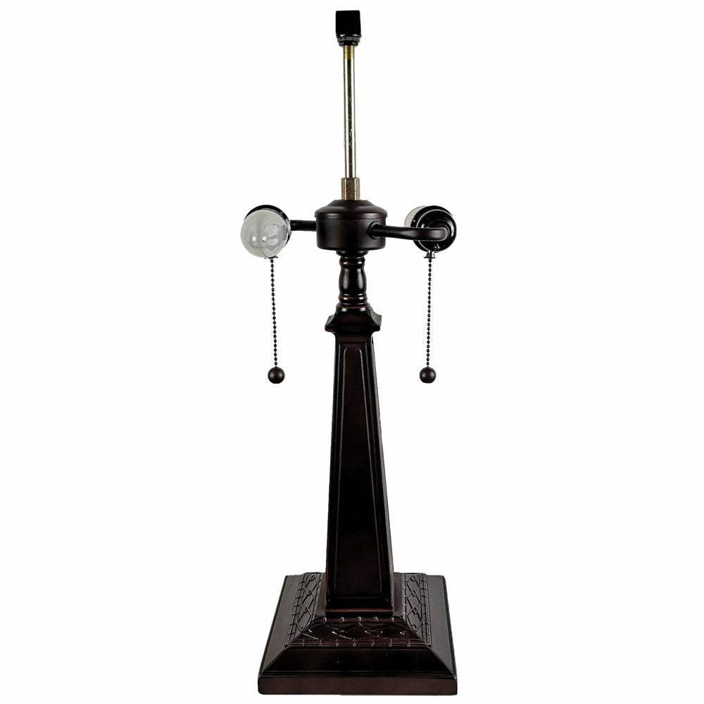 22" Dark Brown Metal Two Light Candlestick Table Lamp With Beige Shade HomeRoots
