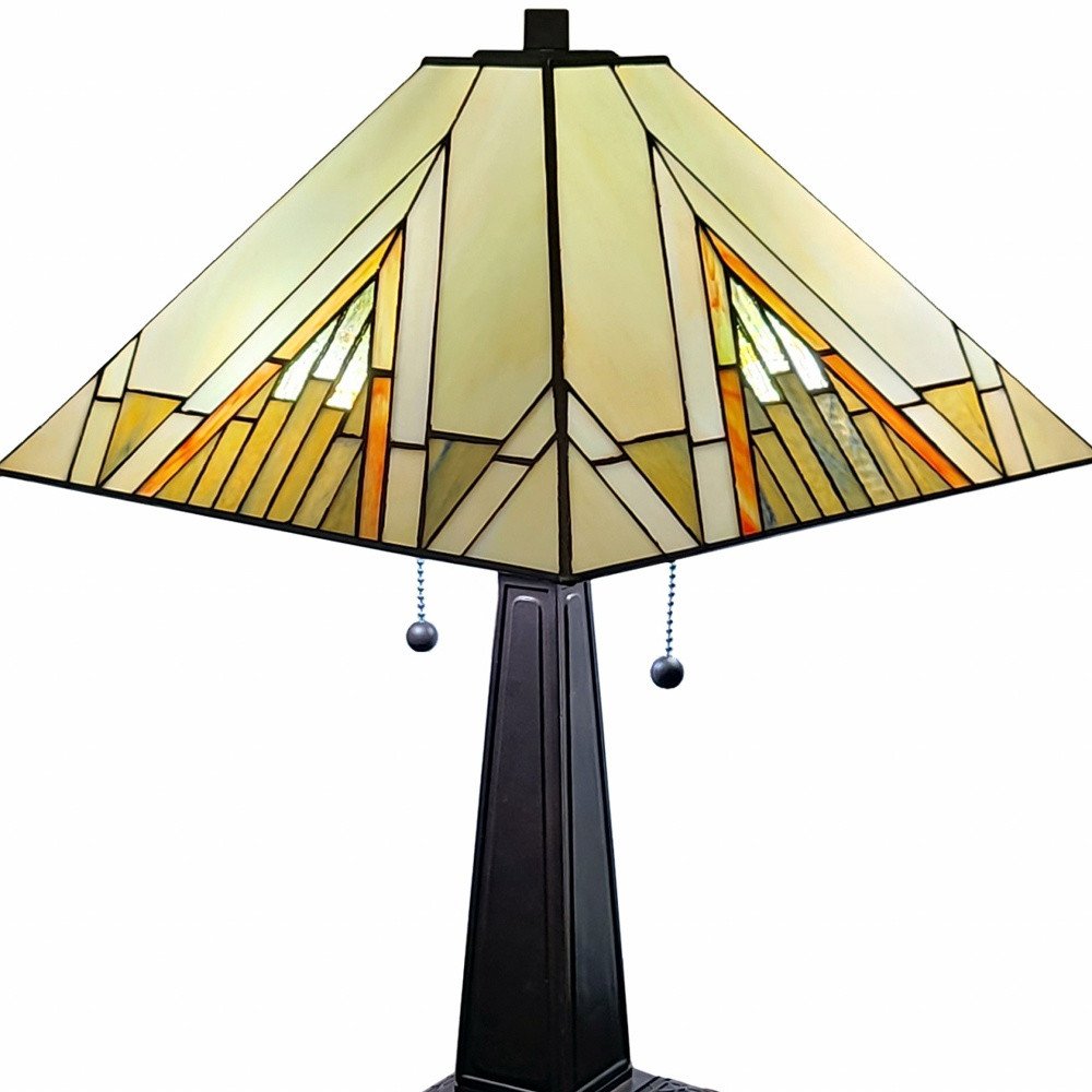 22" Dark Brown Metal Two Light Candlestick Table Lamp With Beige Shade HomeRoots
