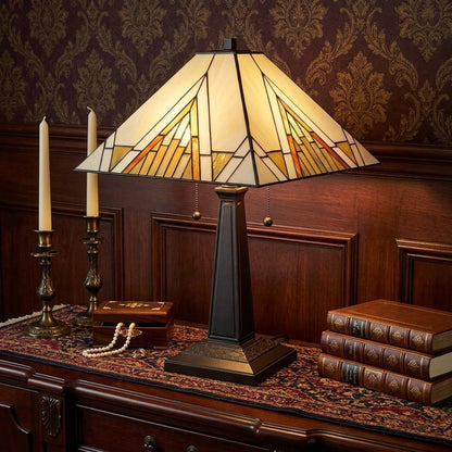 22" Dark Brown Metal Two Light Candlestick Table Lamp With Beige Shade HomeRoots