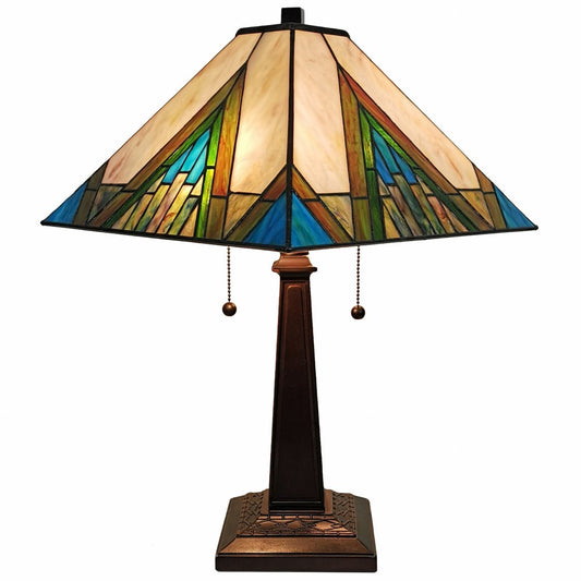 22" Dark Brown Metal Two Light Candlestick Table Lamp With Beige Shade HomeRoots