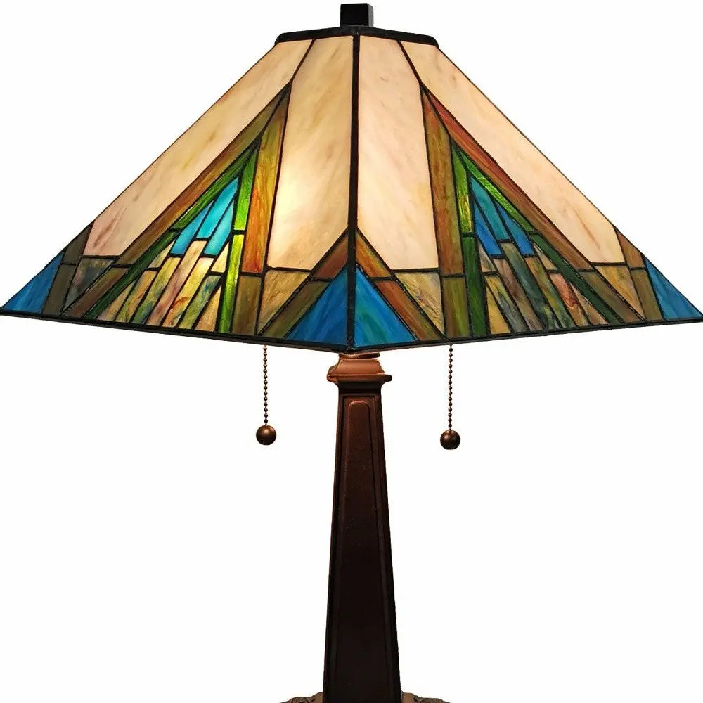 22" Dark Brown Metal Two Light Candlestick Table Lamp With Beige Shade HomeRoots