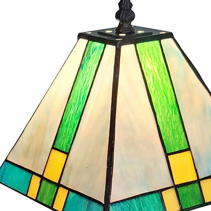 15" Dark Brown Metal Candlestick Table Lamp With Green Shade HomeRoots