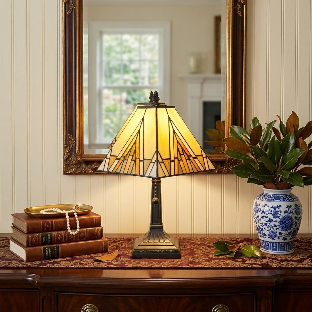 15" Dark Brown Metal Candlestick Table Lamp With Beige Shade HomeRoots