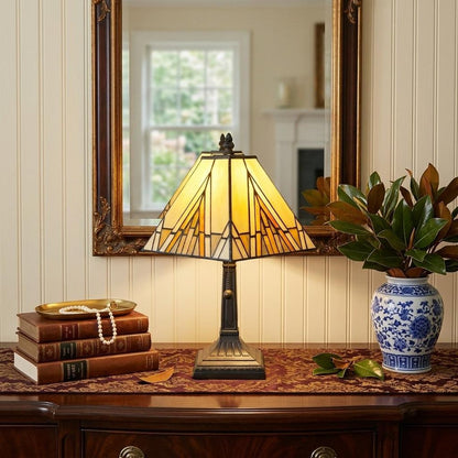 15" Dark Brown Metal Candlestick Table Lamp With Beige Shade HomeRoots
