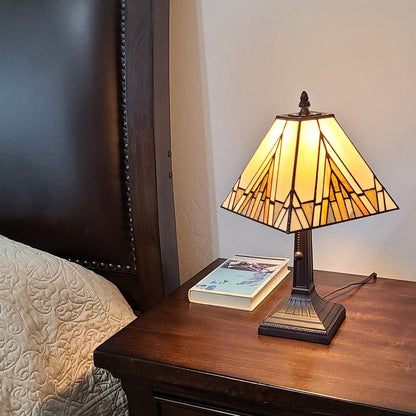 15" Dark Brown Metal Candlestick Table Lamp With Beige Shade HomeRoots