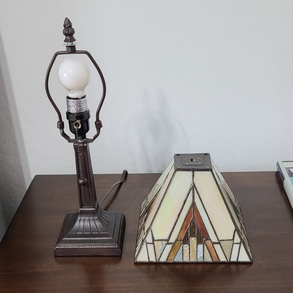 15" Dark Brown Metal Candlestick Table Lamp With Beige Shade HomeRoots