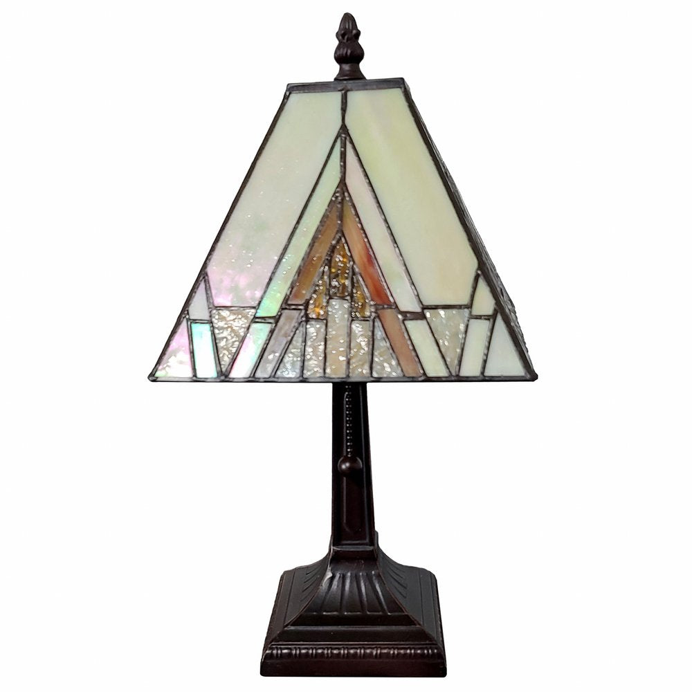 15" Dark Brown Metal Candlestick Table Lamp With Beige Shade — view 5