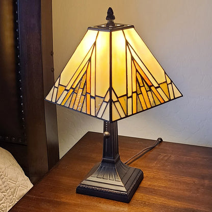 15" Dark Brown Metal Candlestick Table Lamp With Beige Shade HomeRoots