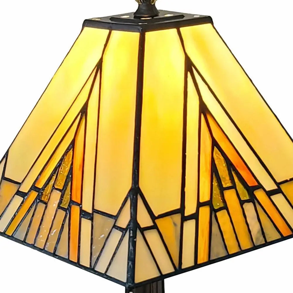 15" Dark Brown Metal Candlestick Table Lamp With Beige Shade HomeRoots