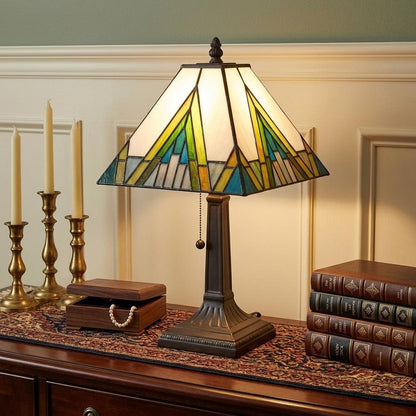 15" Dark Brown Metal Candlestick Table Lamp With Beige Shade HomeRoots