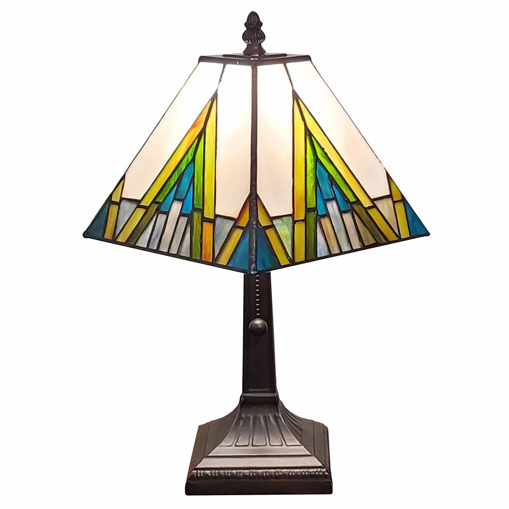 15" Dark Brown Metal Candlestick Table Lamp With Beige Shade — view 1