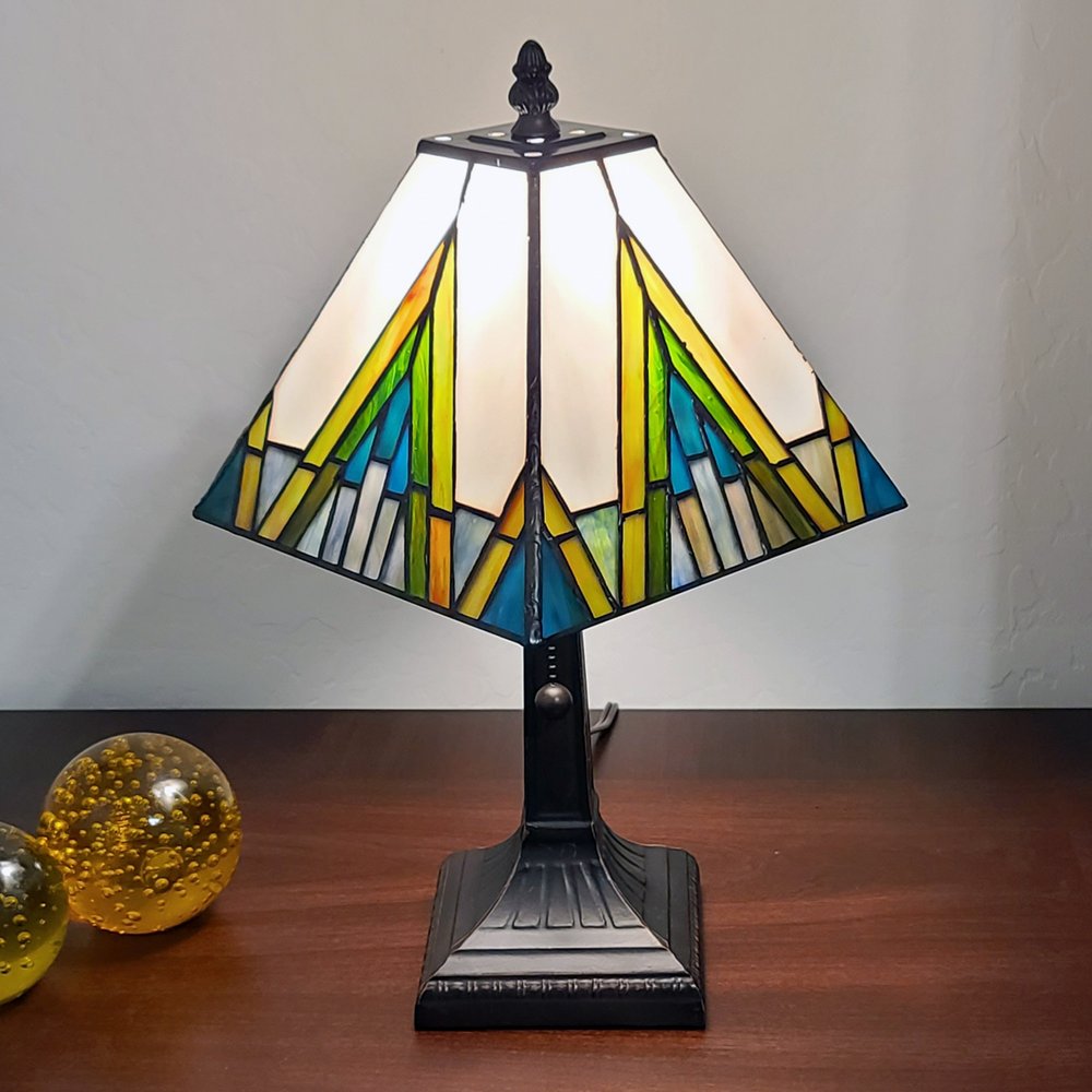 15" Dark Brown Metal Candlestick Table Lamp With Beige Shade — view 5