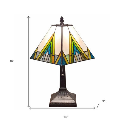 15" Dark Brown Metal Candlestick Table Lamp With Beige Shade HomeRoots