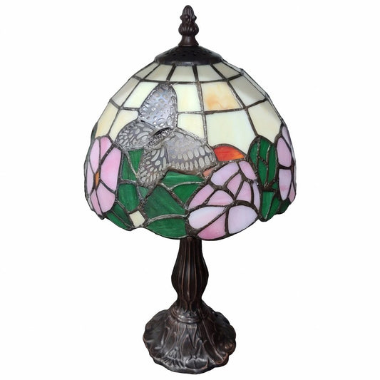 15" Dark Brown Metal Candlestick Table Lamp With Beige Shade HomeRoots