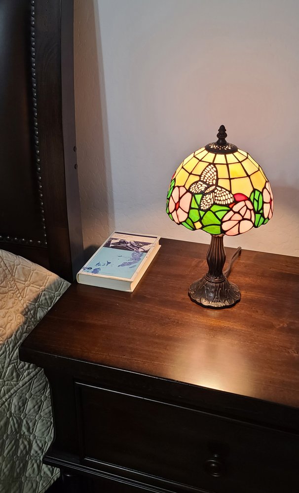 15" Dark Brown Metal Candlestick Table Lamp With Beige Shade — view 4