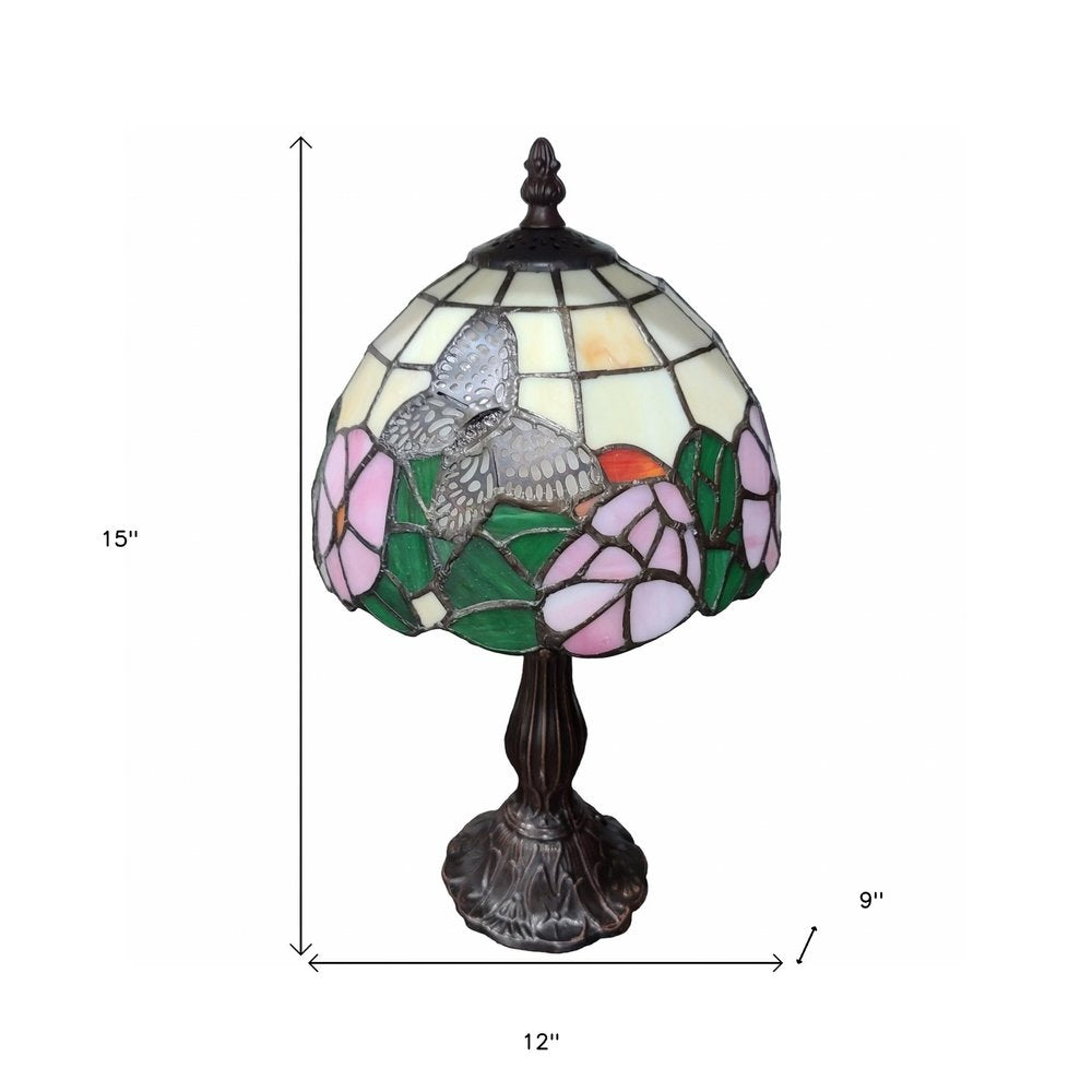 15" Dark Brown Metal Candlestick Table Lamp With Beige Shade — view 8