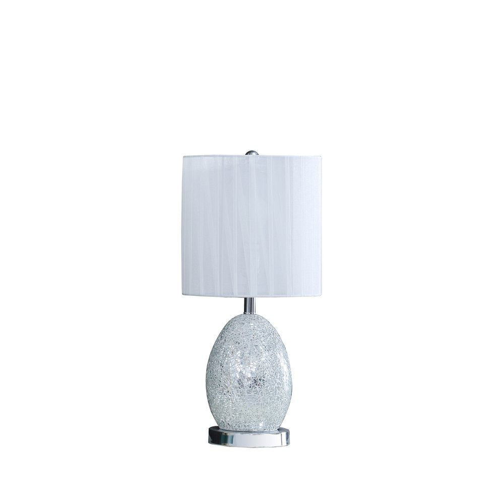 20" White Luster Mirrored Glass Table Lamp With Night Light HomeRoots
