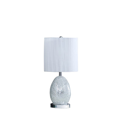 20" White Luster Mirrored Glass Table Lamp With Night Light HomeRoots