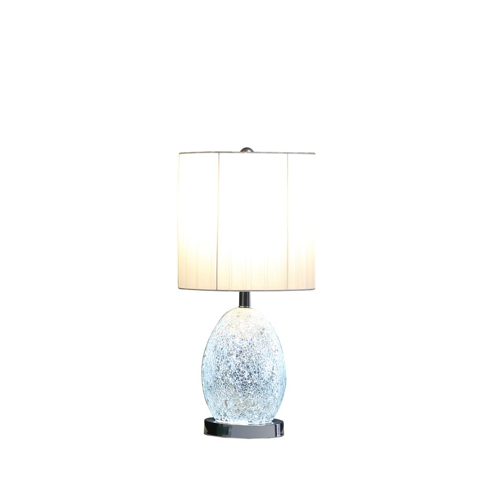 20" White Luster Mirrored Glass Table Lamp With Night Light HomeRoots