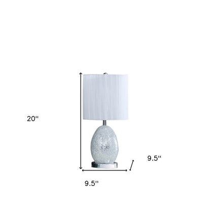 20" White Luster Mirrored Glass Table Lamp With Night Light HomeRoots
